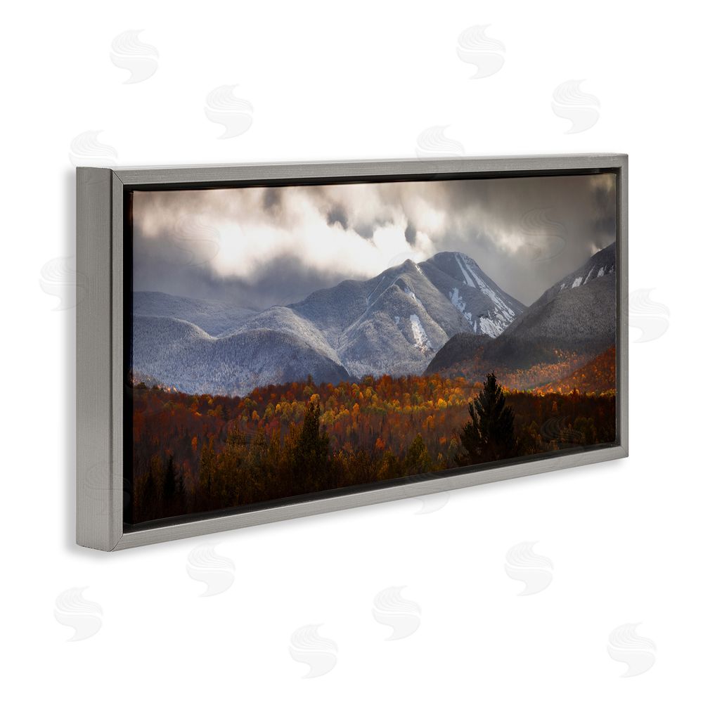 Jonathan Zaharek Colliding Seasons Mountainscape Gray Floating Frame Canvas Wall Art Print