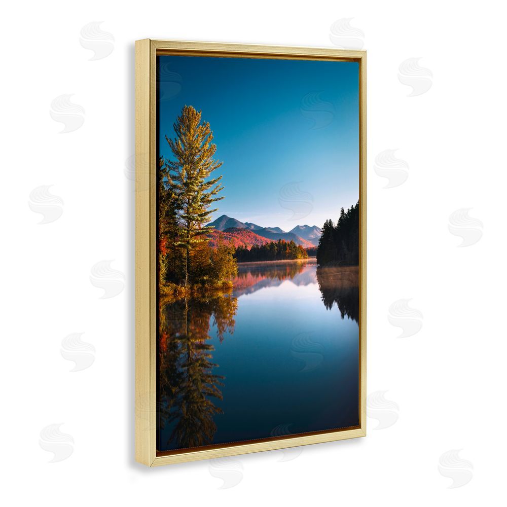 Jonathan Zaharek Autumn Morning Wilderness Gold Floating Frame Canvas Wall Art Print