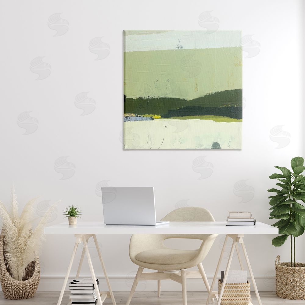 Julia Foug Bloom Serene Layered Landscape Stretched Canvas Wall Art in Room
