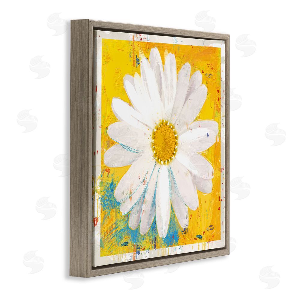 Porter Hastings Violet's Daisy on Yellow Brown Floating Frame Canvas Wall Art Print