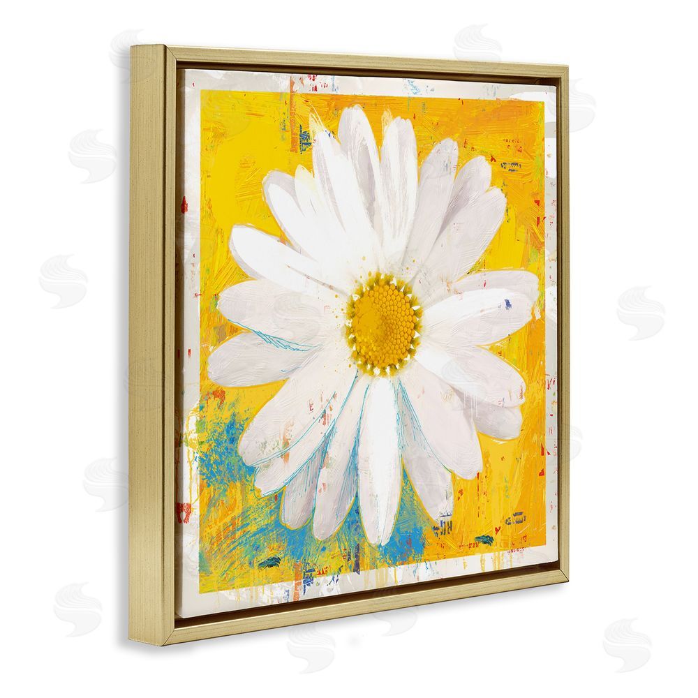Porter Hastings Violet's Daisy on Yellow Gold Floating Frame Canvas Wall Art Print