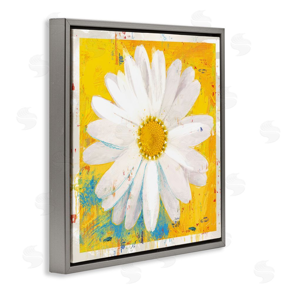 Porter Hastings Violet's Daisy on Yellow Gray Floating Frame Canvas Wall Art Print