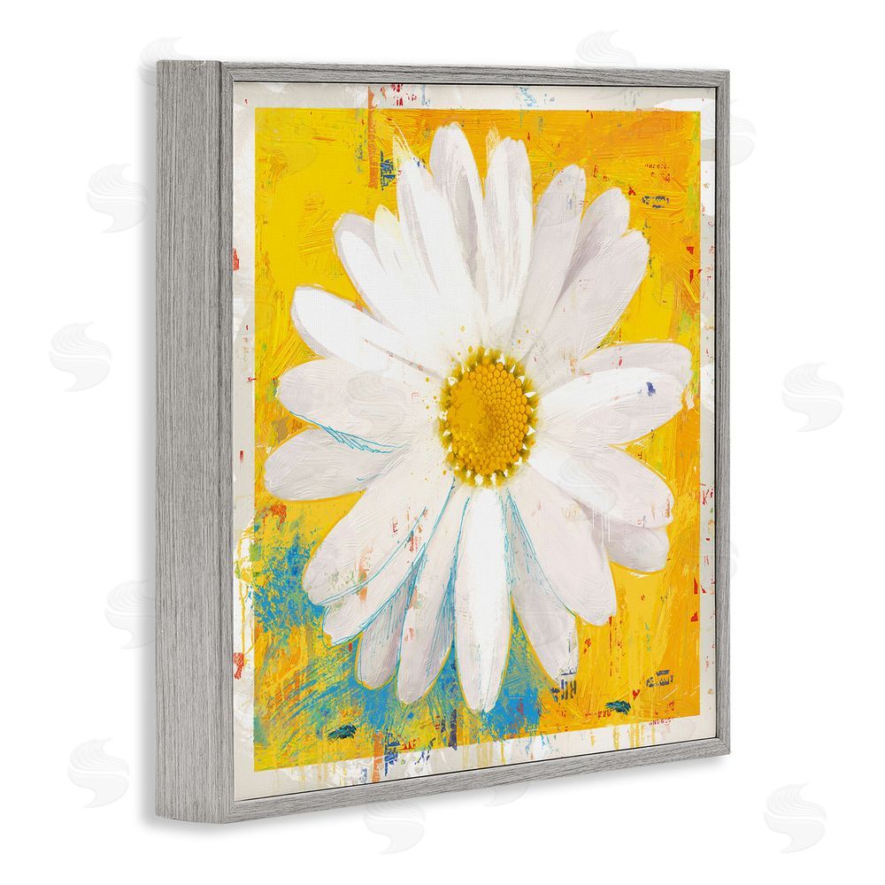 Porter Hastings Violet's Daisy on Yellow Gray Framed Giclee Wall Art Print