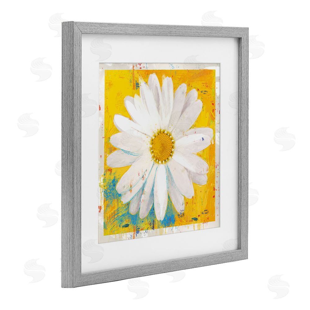 Porter Hastings Violet's Daisy on Yellow Gray Framed Print Under Glass Wall Art