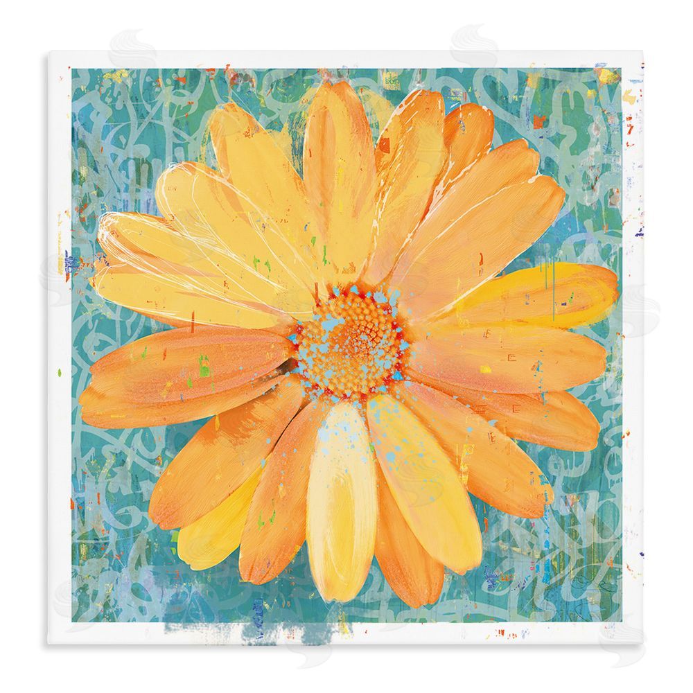 Porter Hastings Urban Daisy over Graffiti Stretched Canvas Wall Art Print