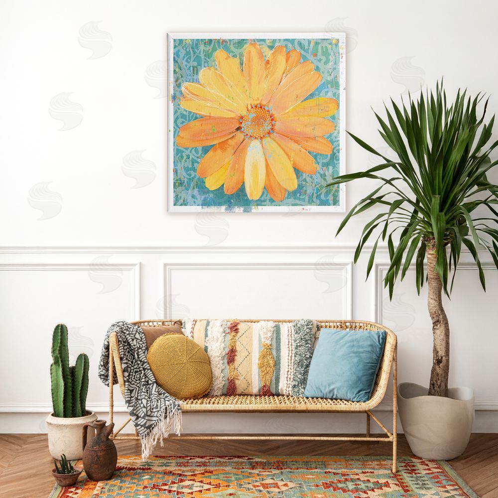 Porter Hastings Urban Daisy over Graffiti Stretched Canvas Wall Art in Room