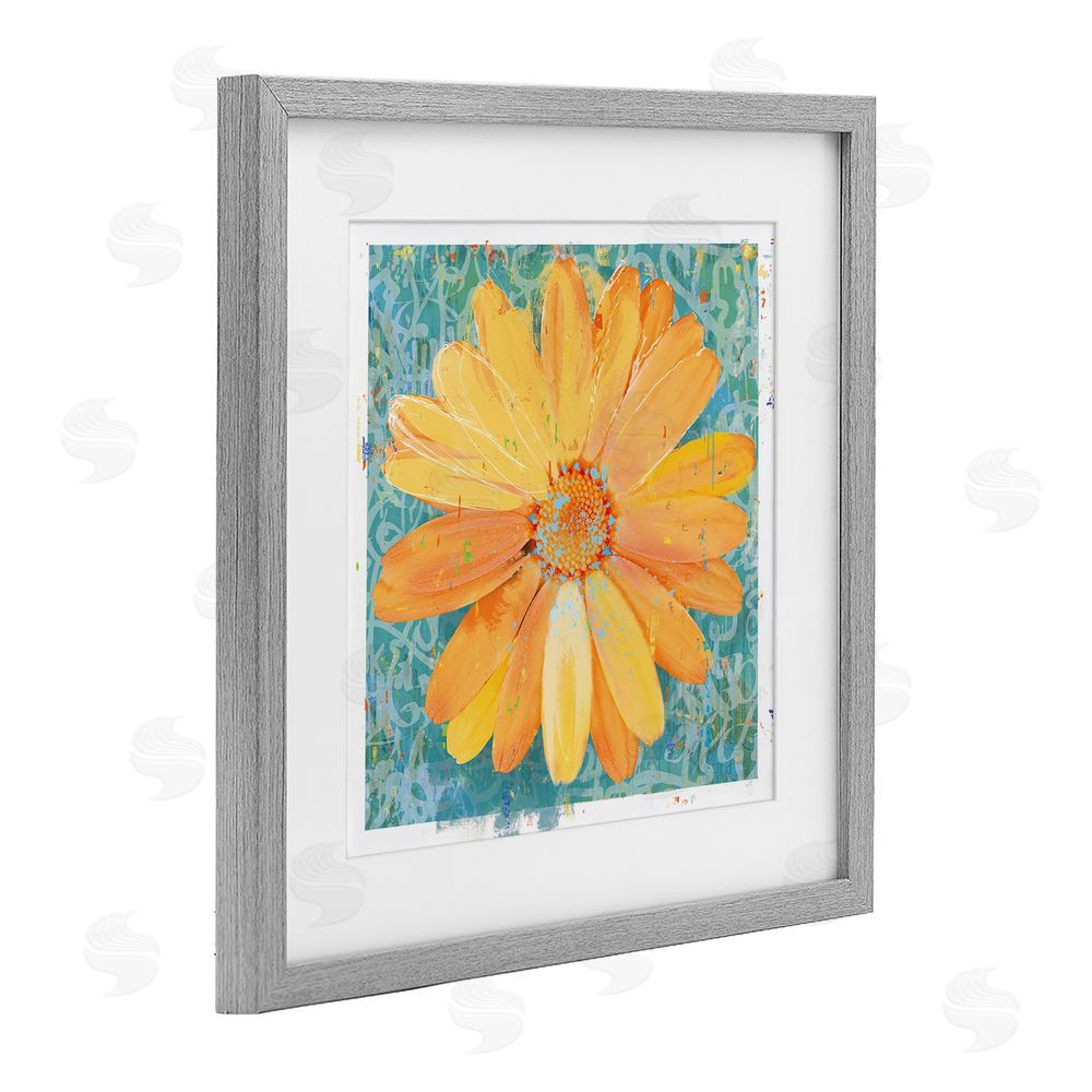 Porter Hastings Urban Daisy over Graffiti Gray Framed Print Under Glass Wall Art