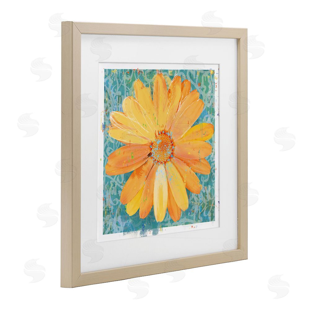 Porter Hastings Urban Daisy over Graffiti Brown Framed Print Under Glass Wall Art