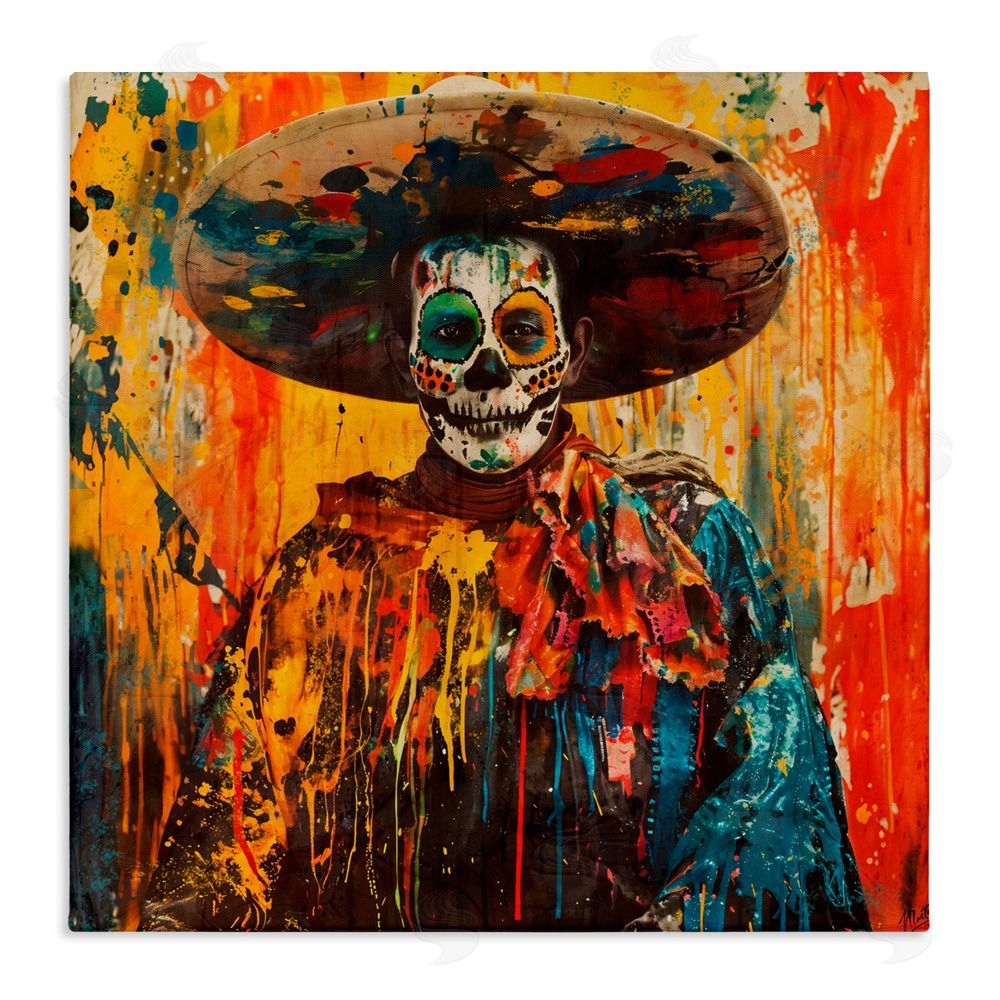 Marta Wiley Vibrant Festive Day of The Dead Canvas Wall Art Print
