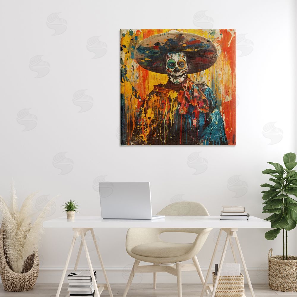 Marta Wiley Vibrant Festive Day of The Dead Canvas Art on Wall