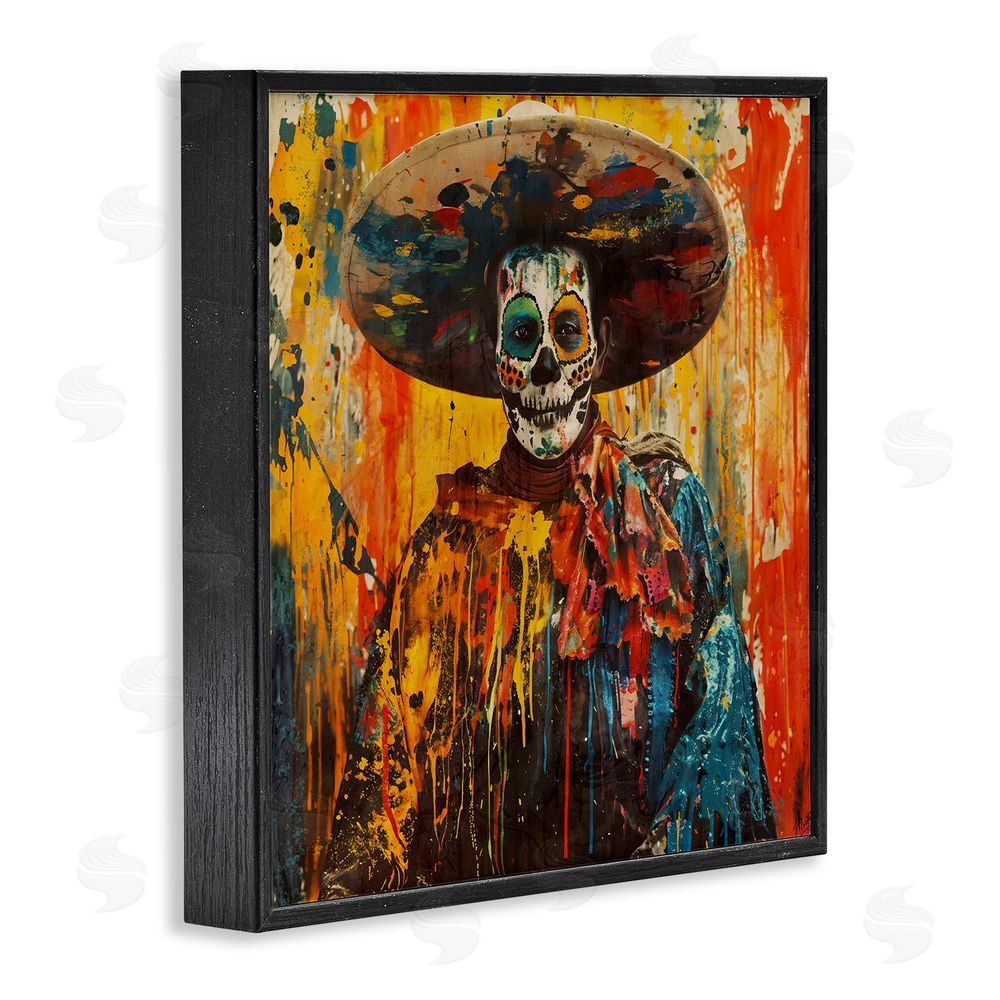 Marta Wiley Vibrant Festive Day of The Dead Black Framed Giclee Wall Art Print