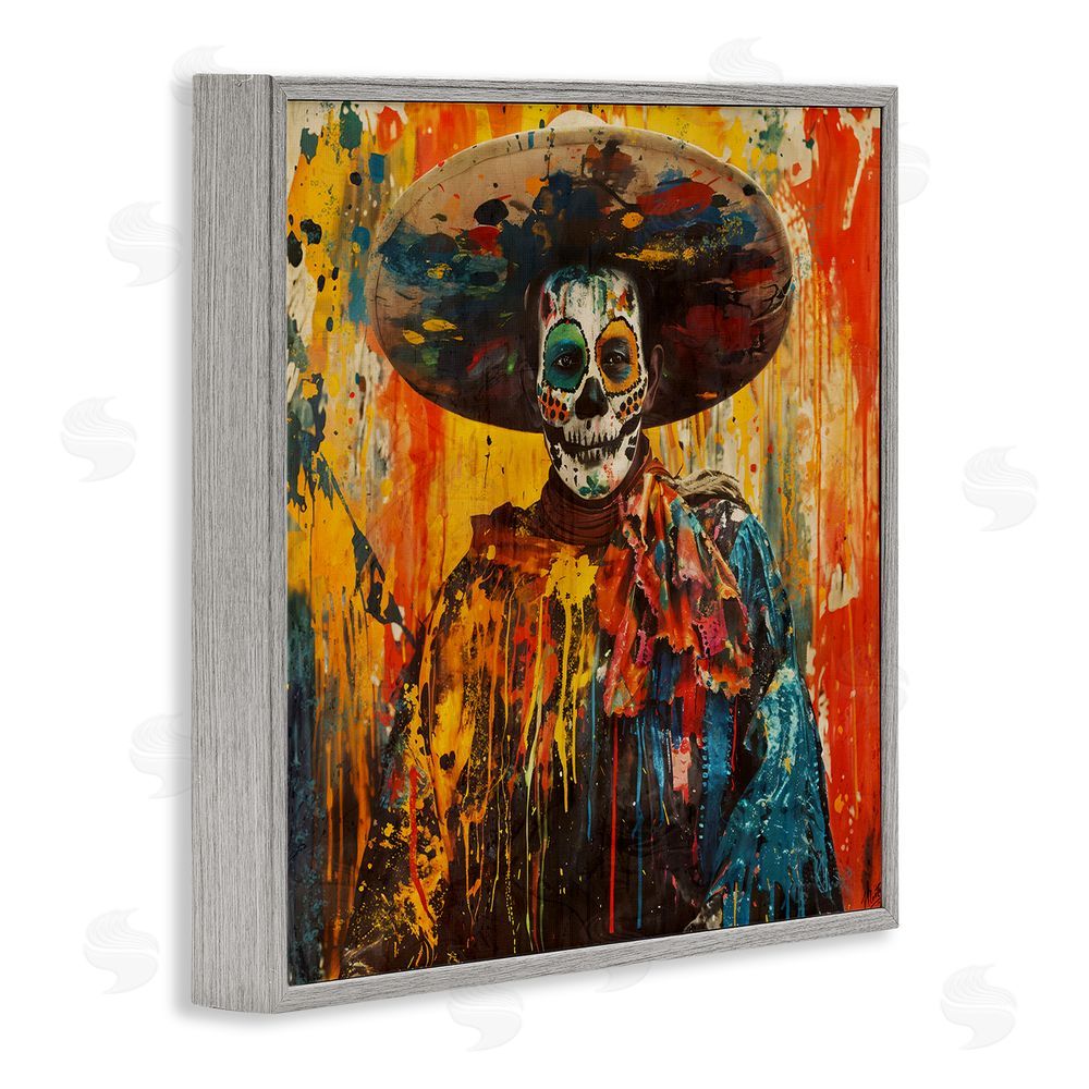 Marta Wiley Vibrant Festive Day of The Dead Gray Framed Giclee Wall Art Print