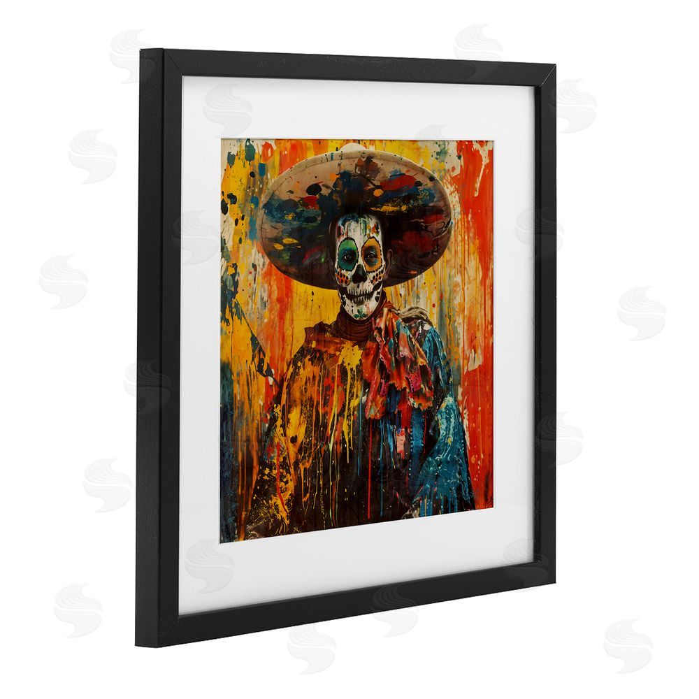 Marta Wiley Vibrant Festive Day of The Dead Black Framed Print Under Glass with White Mat Wall Art