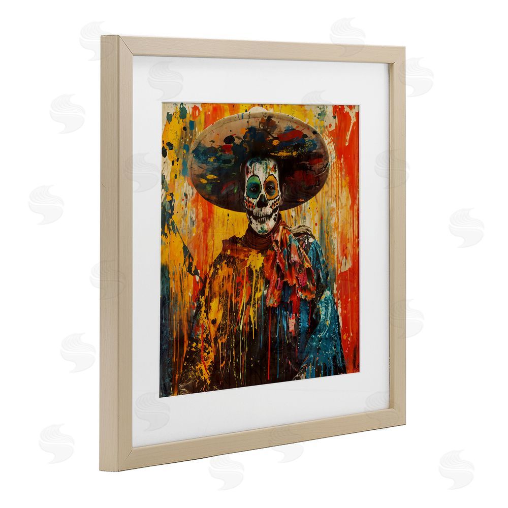 Marta Wiley Vibrant Festive Day of The Dead Birch Framed Print Under Glass with White Mat Wall Art