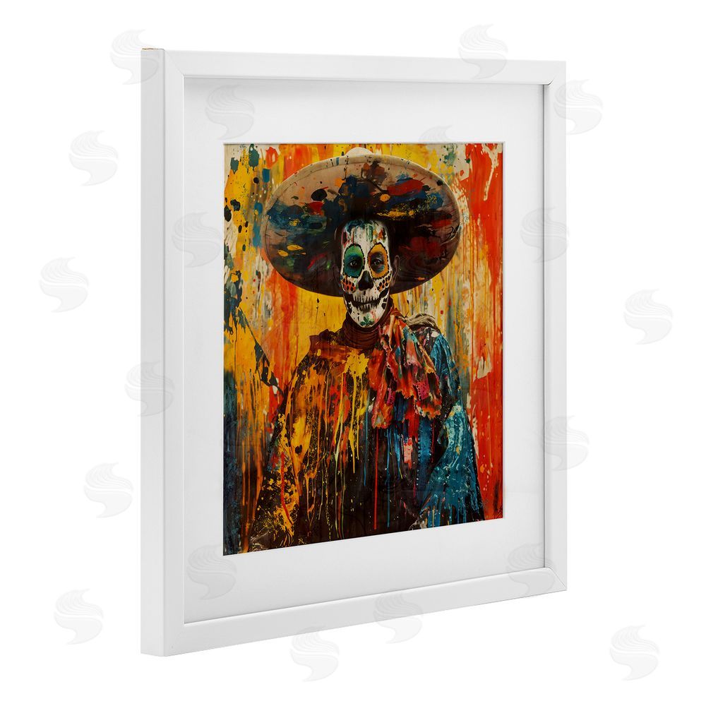 Marta Wiley Vibrant Festive Day of The Dead White Framed Print Under Glass with Mat Wall Art