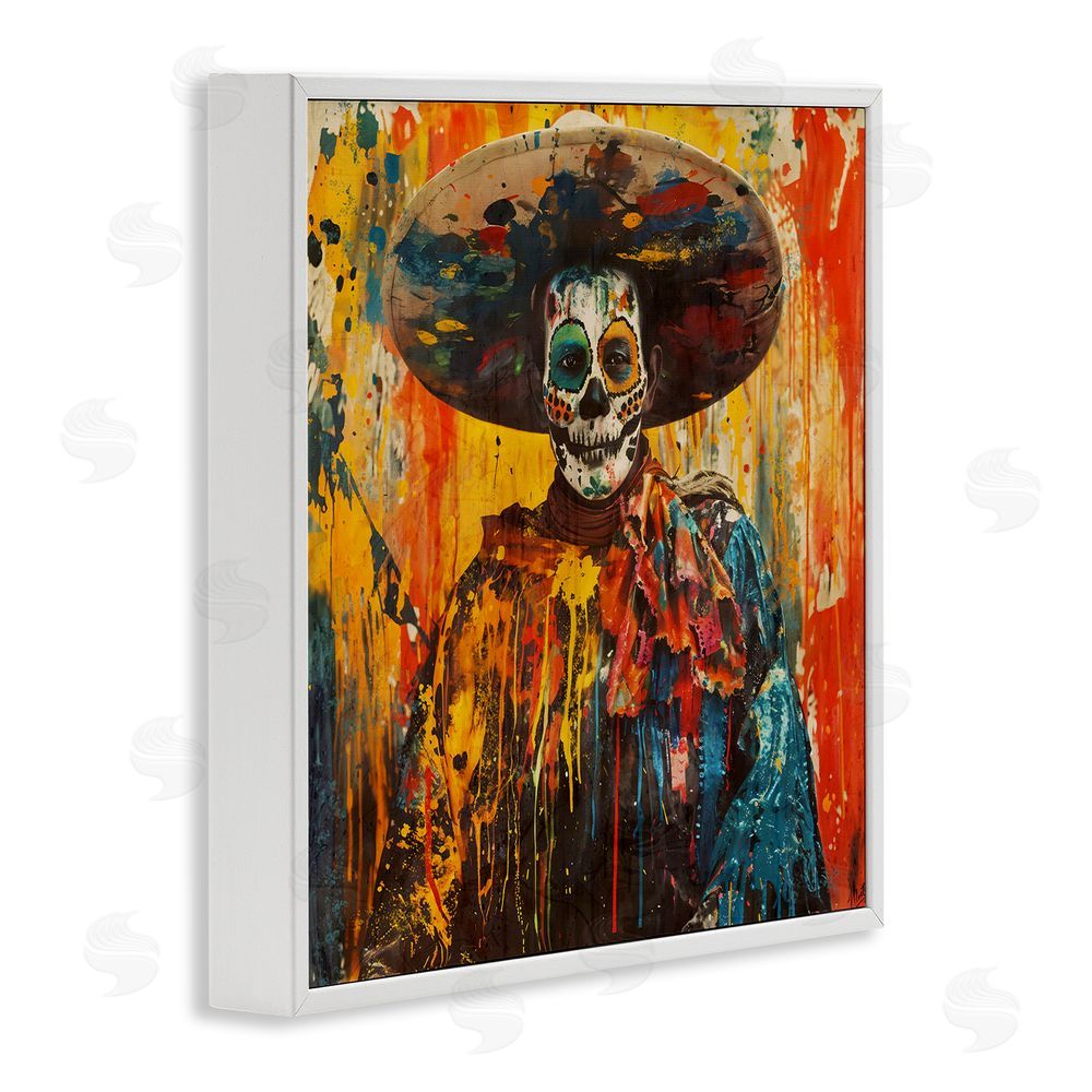 Marta Wiley Vibrant Festive Day of The Dead White Framed Giclee Wall Art Print
