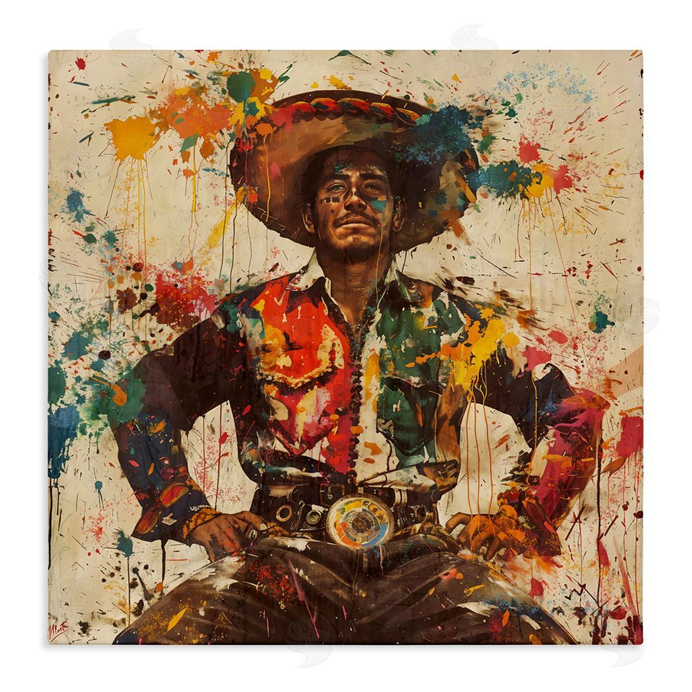 Marta Wiley El Mexicano with Paint Splatters Stretched Canvas Wall Art Print