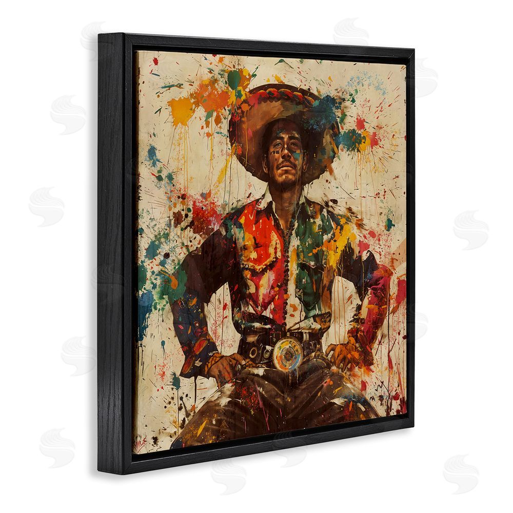 Marta Wiley El Mexicano with Paint Splatters Black Floating Frame Canvas Wall Art Print