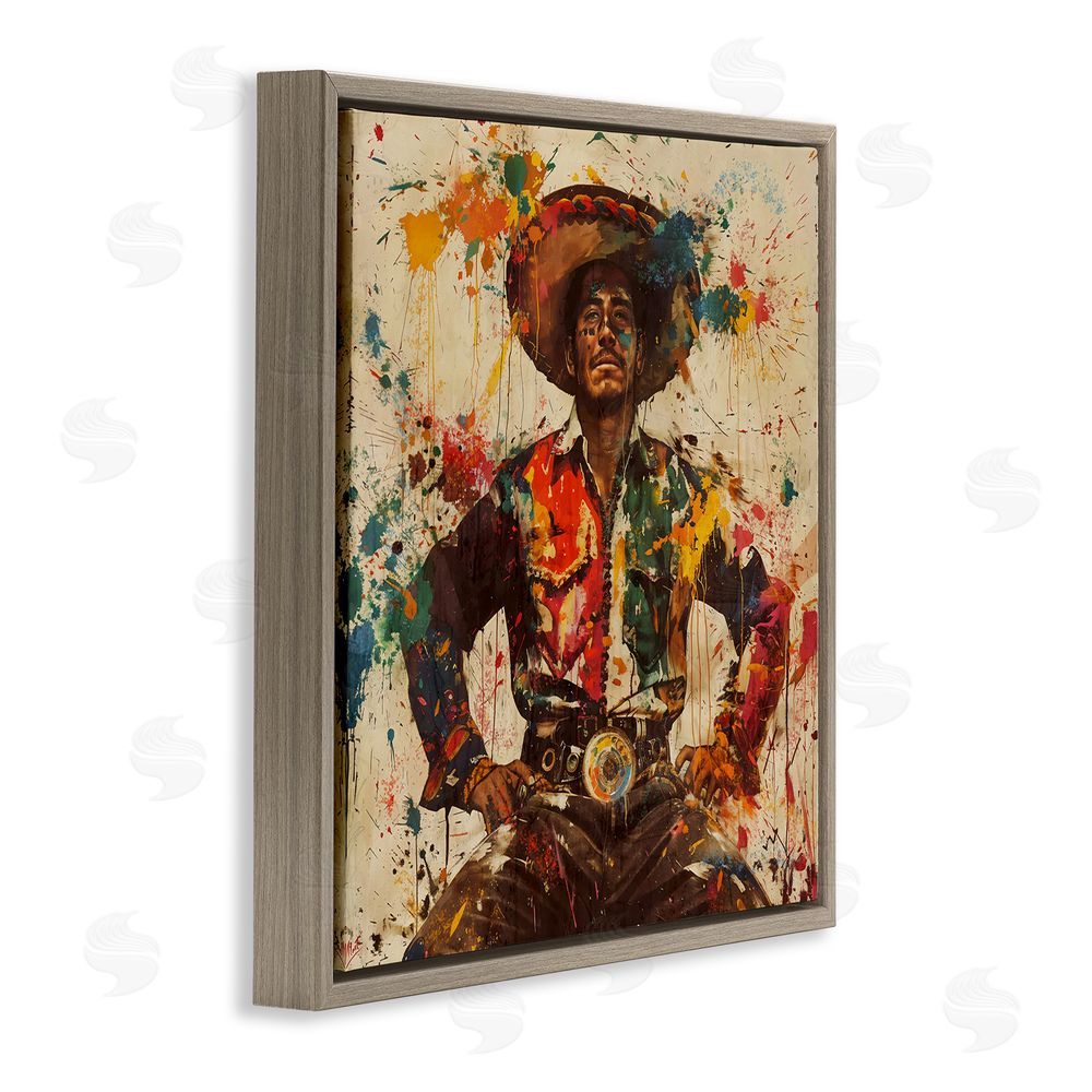 Marta Wiley El Mexicano with Paint Splatters Brown Floating Frame Canvas Wall Art Print