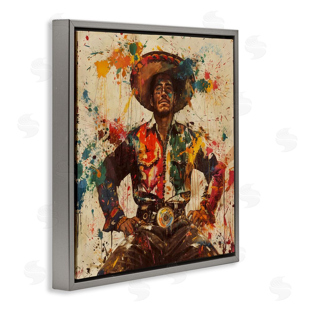 Marta Wiley El Mexicano with Paint Splatters Gray Floating Frame Canvas Wall Art Print