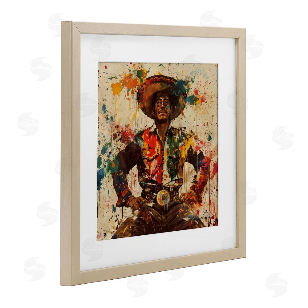 Marta Wiley El Mexicano with Paint Splatters Brown Framed Print Under Glass Wall Art