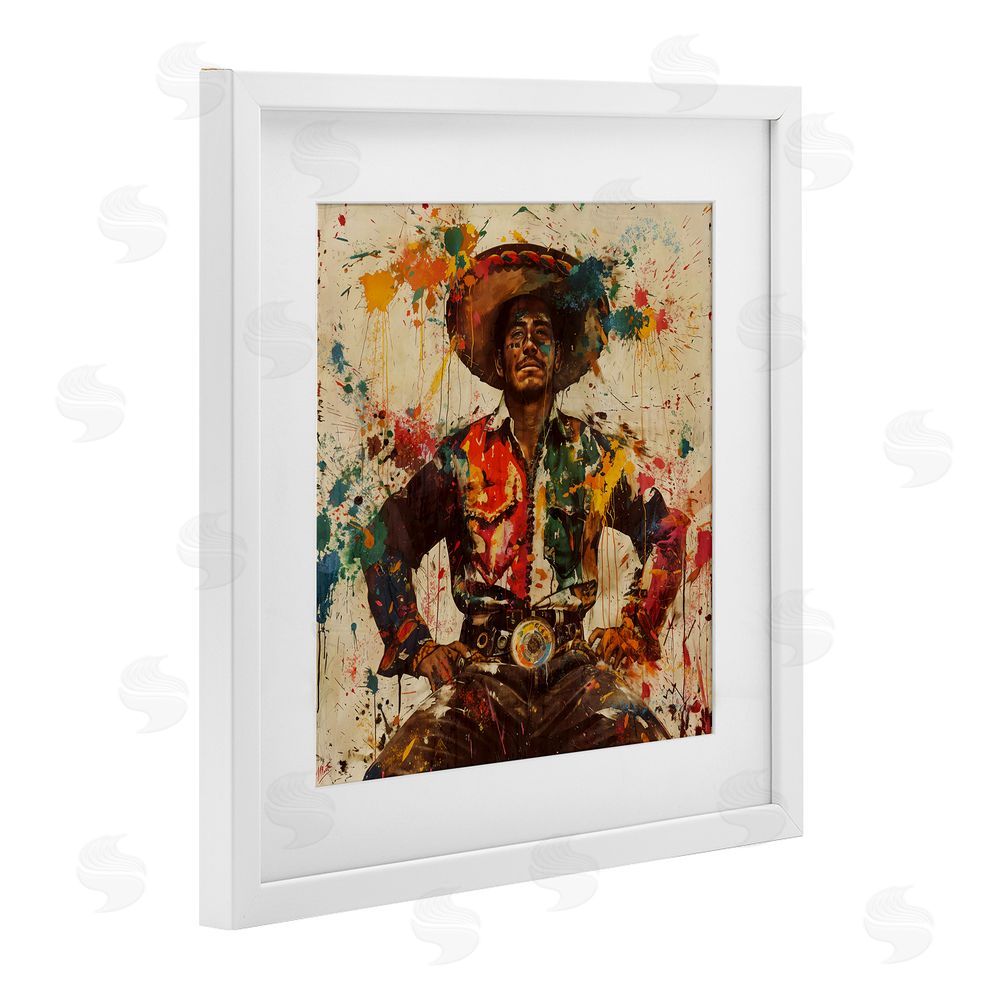 Marta Wiley El Mexicano with Paint Splatters White Framed Print Under Glass Wall Art