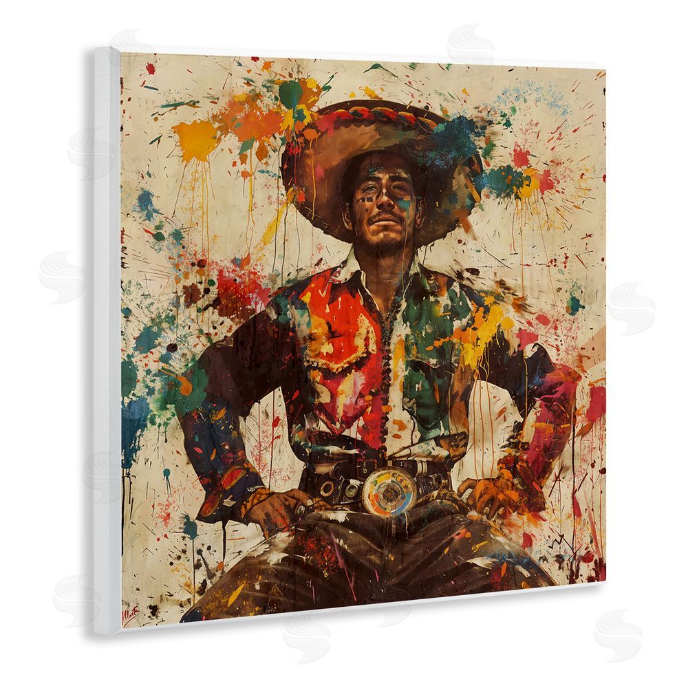 Marta Wiley El Mexicano with Paint Splatters Wooden Wall Plaque Art Print