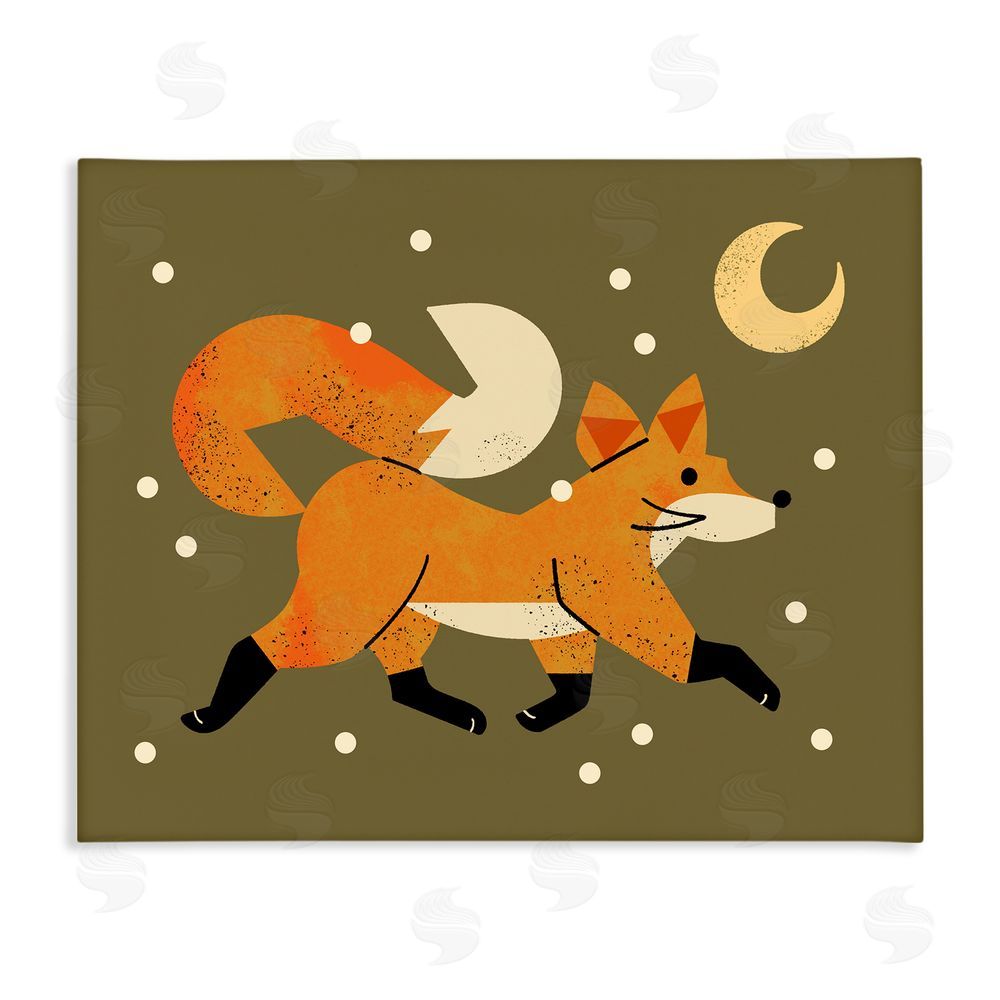 Renea L. Thull Wandering Winter Fox Stretched Canvas Wall Art Print