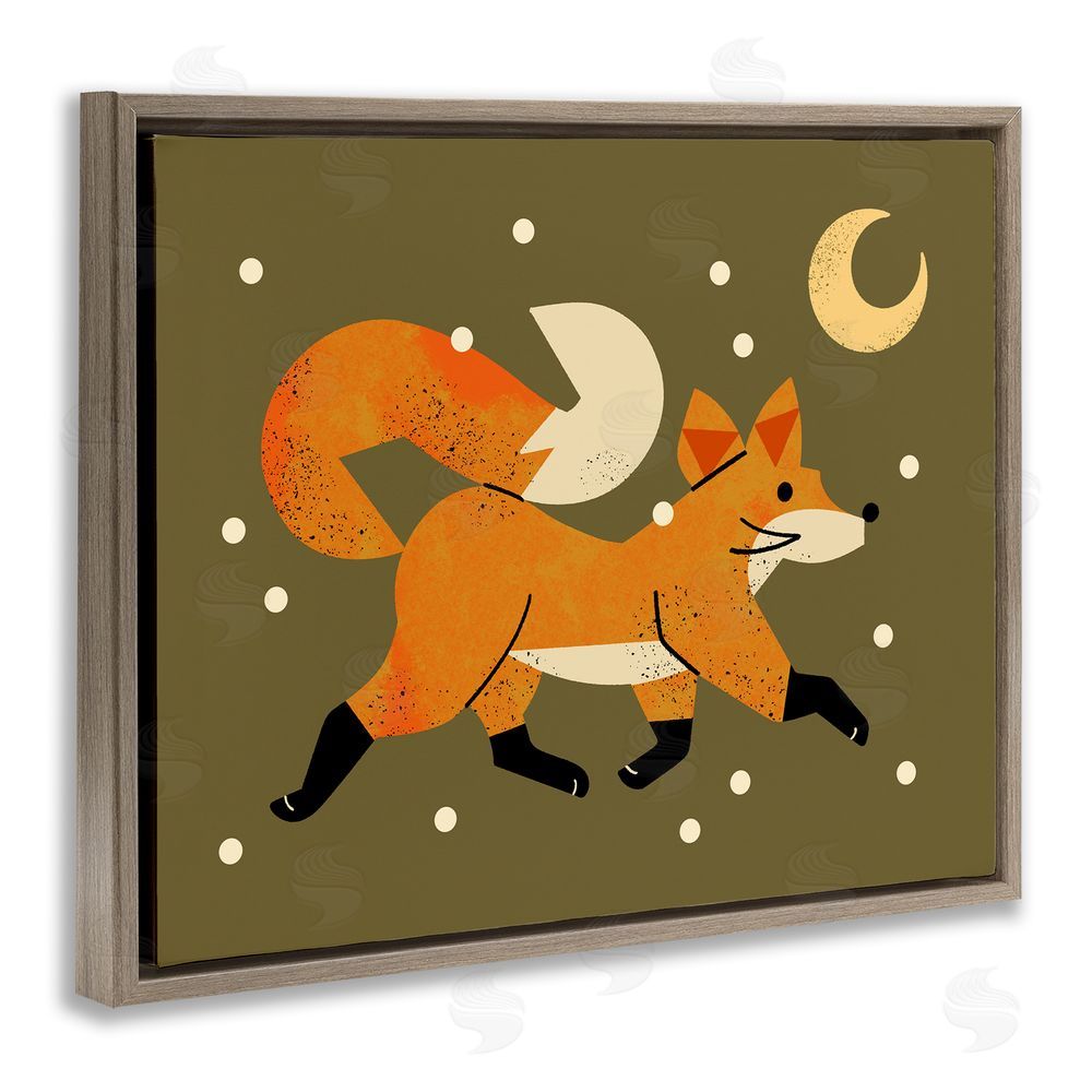 Renea L. Thull Wandering Winter Fox Brown Floating Frame Canvas Wall Art Print