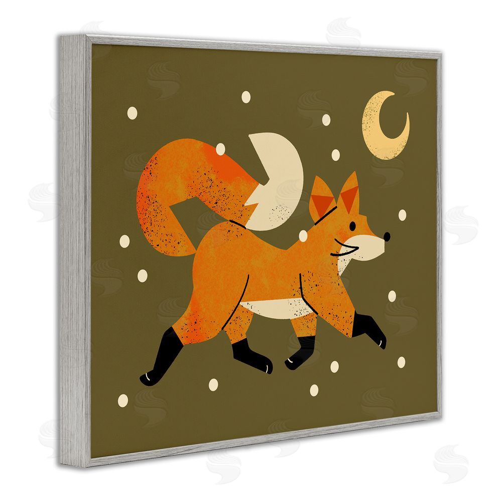 Renea L. Thull Wandering Winter Fox Gray Framed Giclee Wall Art Print