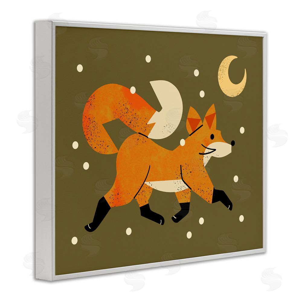 Renea L. Thull Wandering Winter Fox White Framed Giclee Wall Art Print