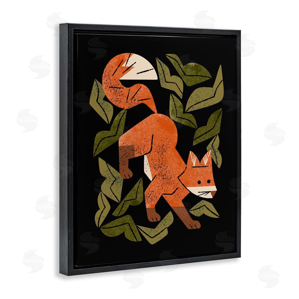 Renea L. Thull Fox In The Brush Black Floating Frame Canvas Wall Art