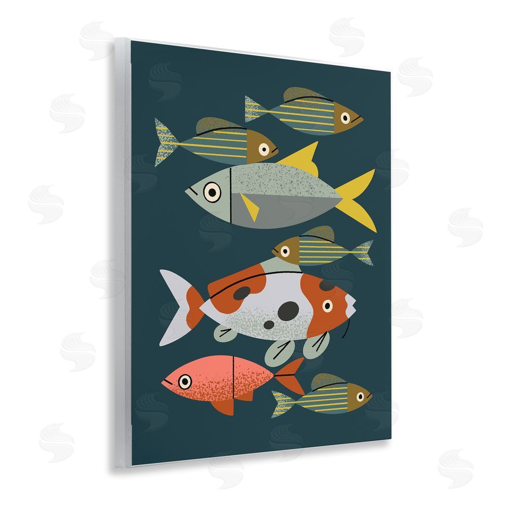 Renea L. Thull Midcentury Pond Fishes Wooden Wall Plaque Art Print