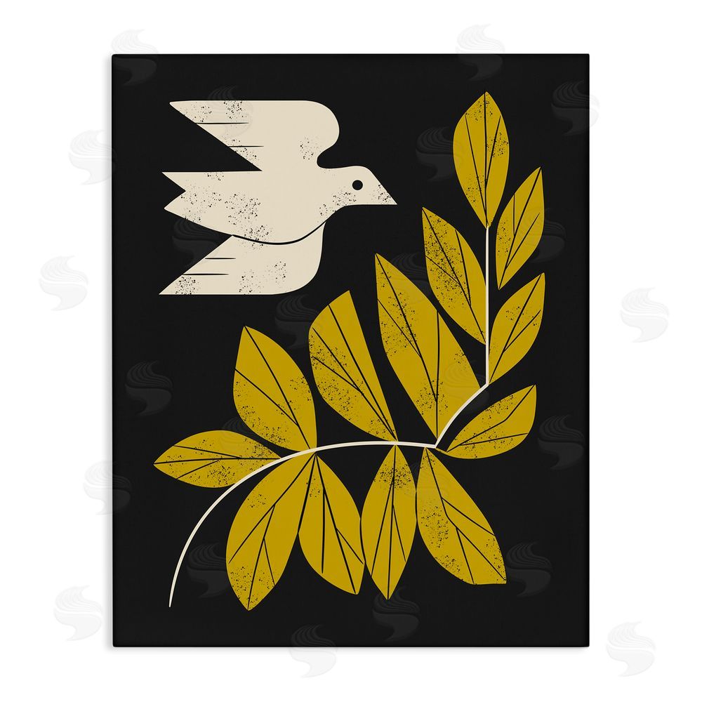 Renea L. Thull Midcentury Dove & Branch Stretched Canvas Wall Art