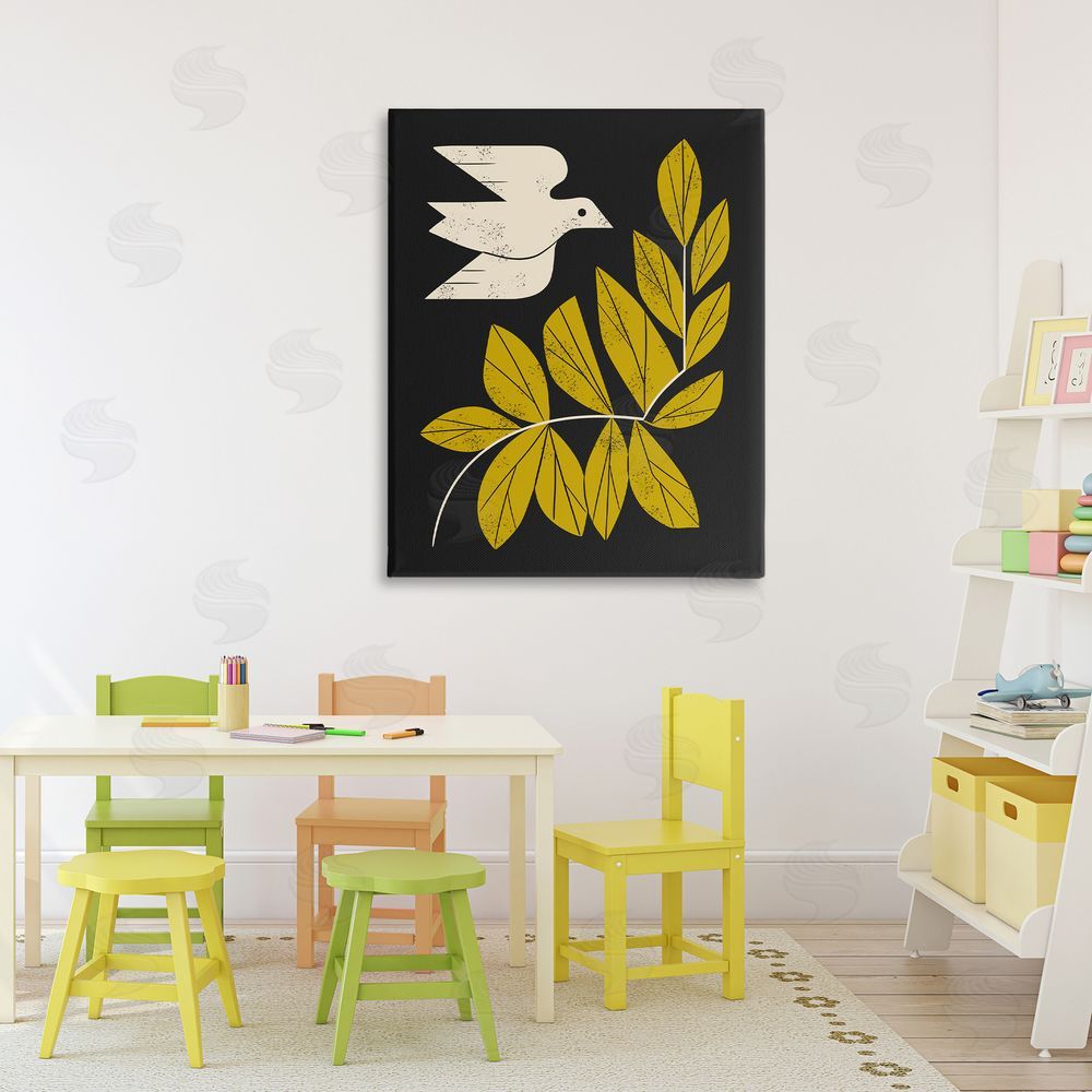 Renea L. Thull Midcentury Dove & Branch Stretched Canvas Wall Art in Room