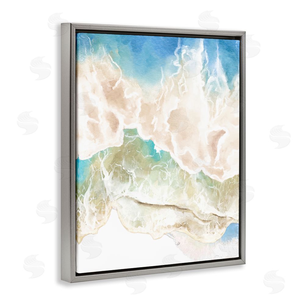 Jesse Keith Washed Away Tide Abstract Gray Floating Frame Canvas Wall Art Print