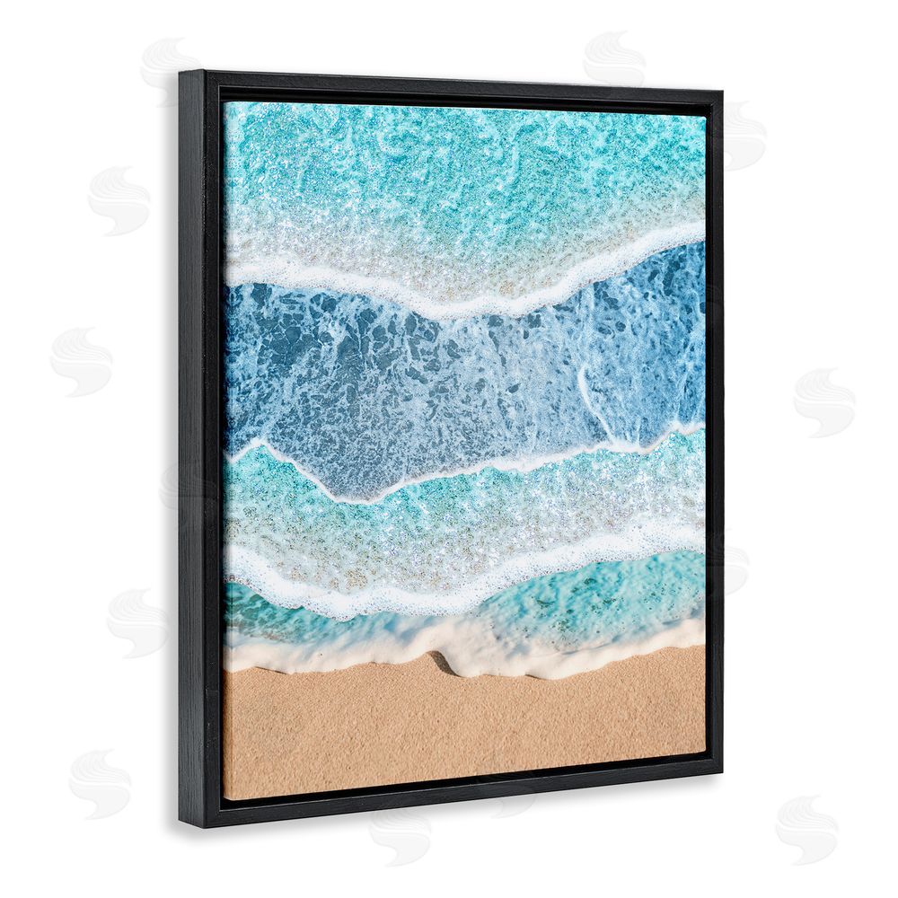 Jesse Keith Overlapping Shore Waves Black Floating Frame Canvas Wall Art Print
