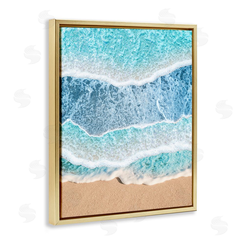 Jesse Keith Overlapping Shore Waves Gold Floating Frame Canvas Wall Art Print