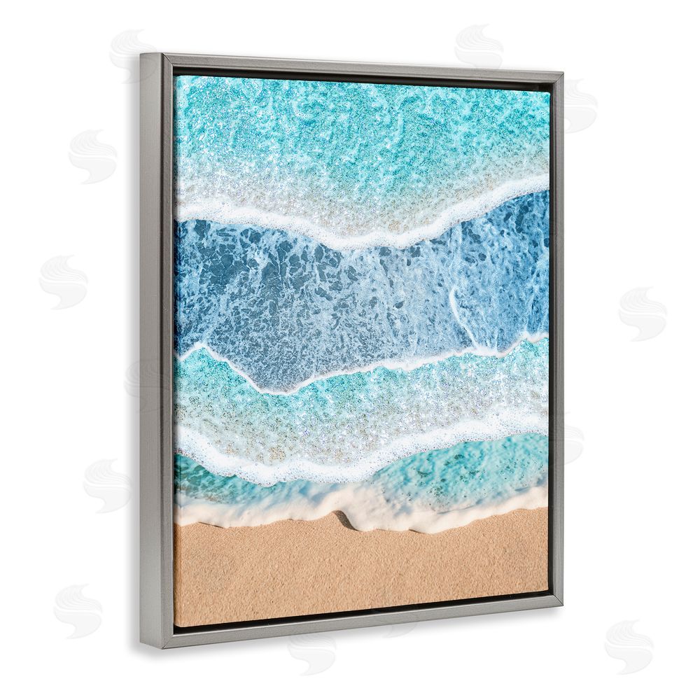 Jesse Keith Overlapping Shore Waves Gray Floating Frame Canvas Wall Art Print