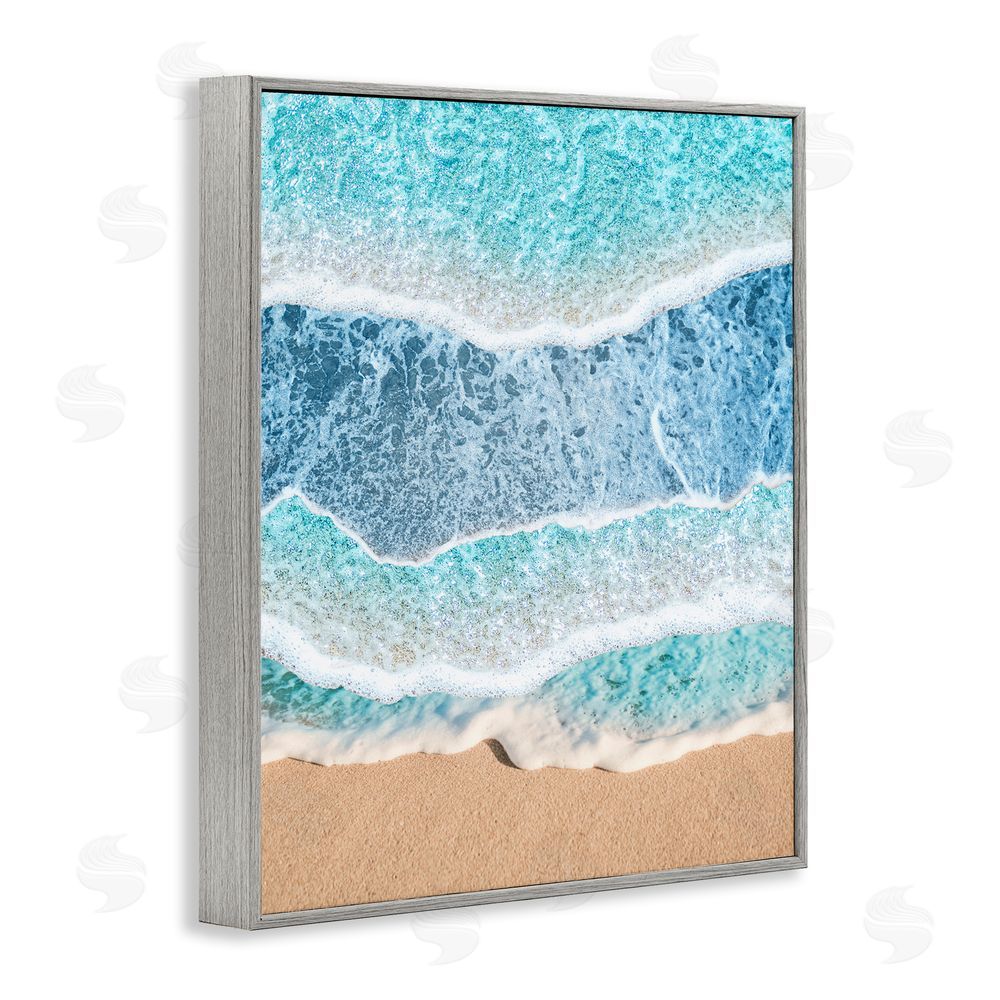 Jesse Keith Overlapping Shore Waves Gray Framed Giclee Wall Art Print