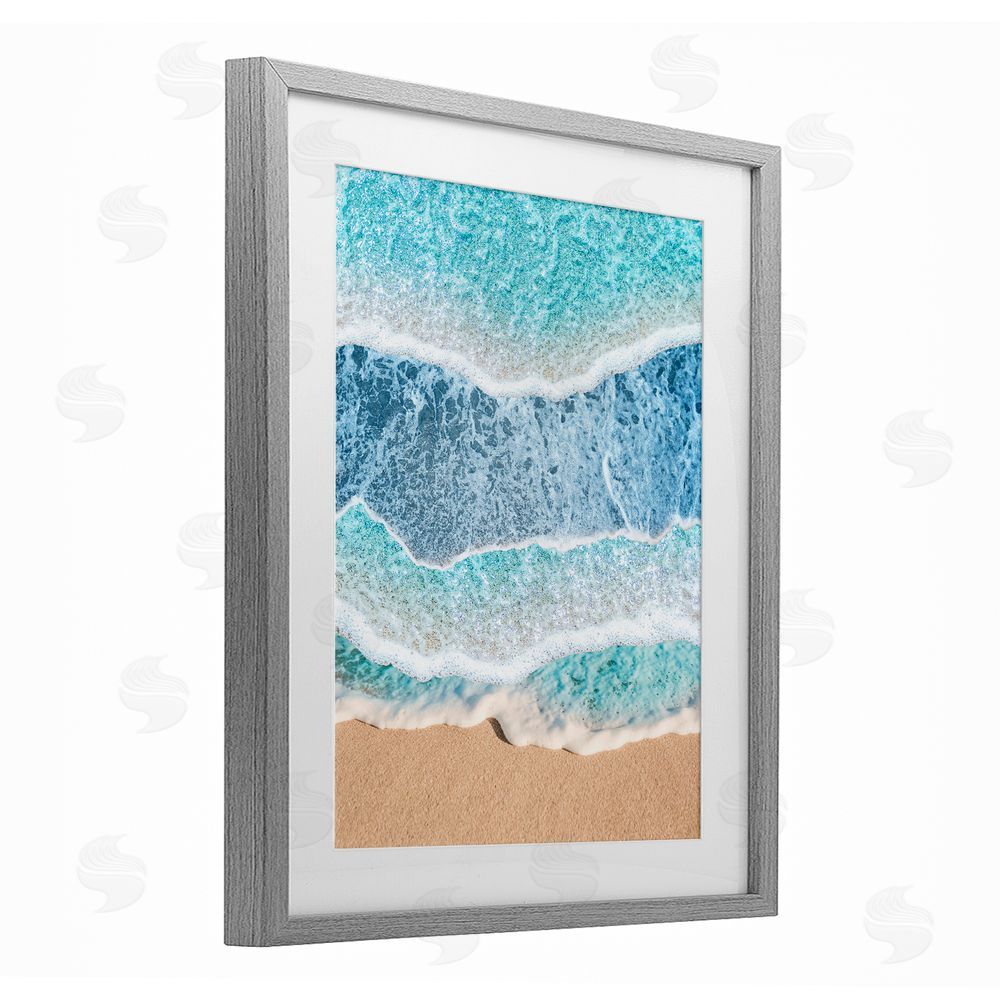 Jesse Keith Overlapping Shore Waves Gray Framed Print Under Glass Wall Art