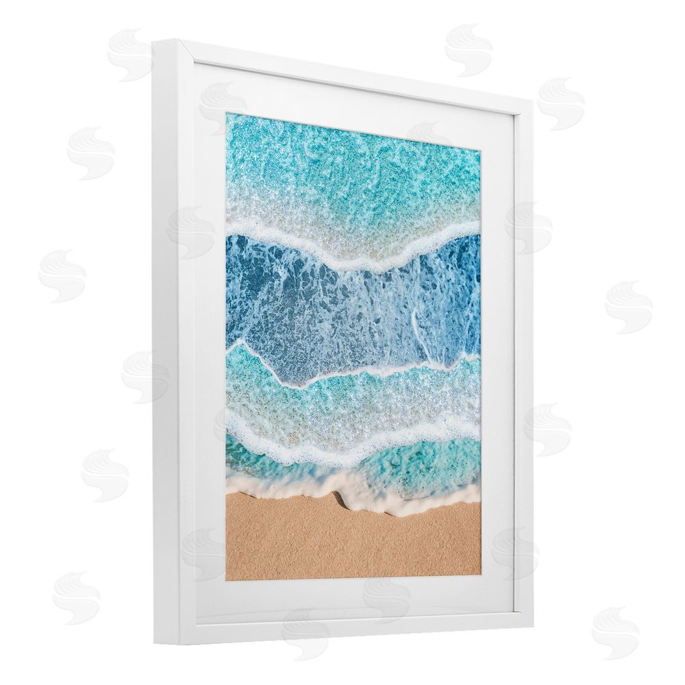 Jesse Keith Overlapping Shore Waves White Framed Print Under Glass Wall Art