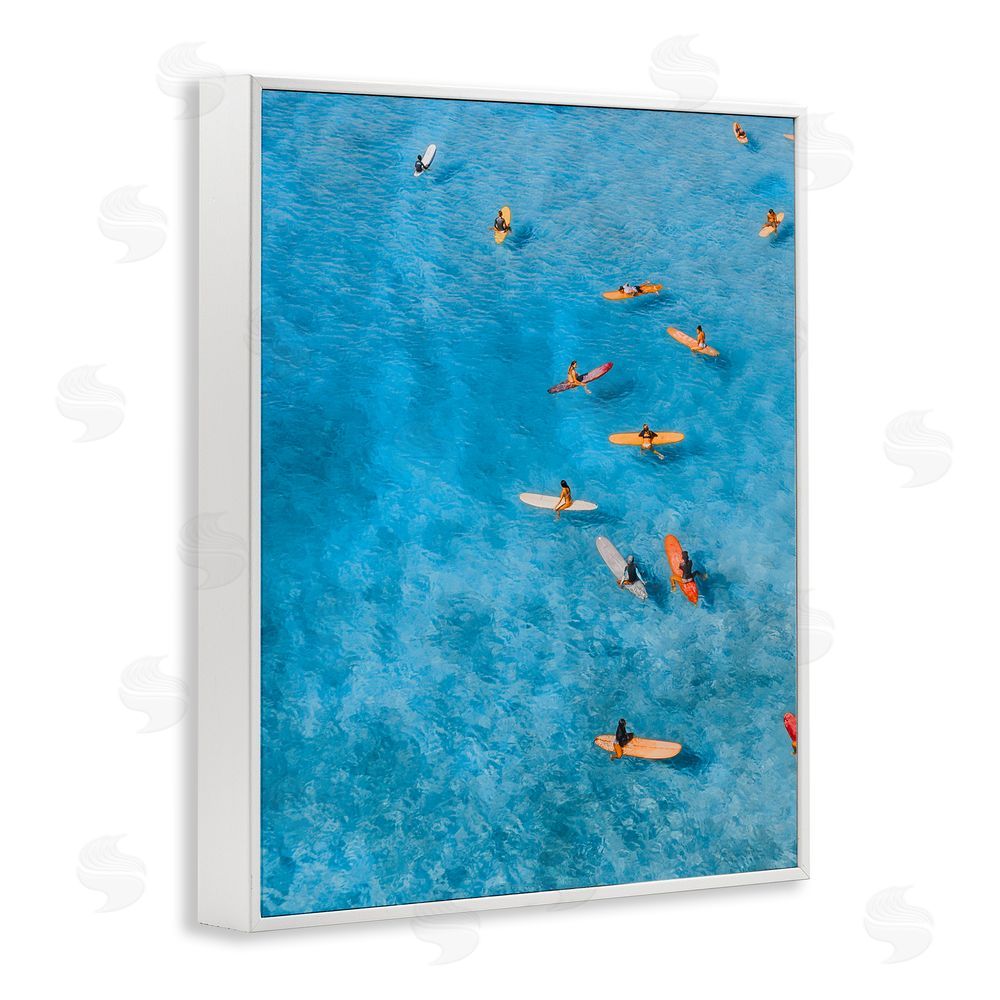 Jesse Keith Leisurely Surfers on Sea White Framed Giclee Wall Art Print