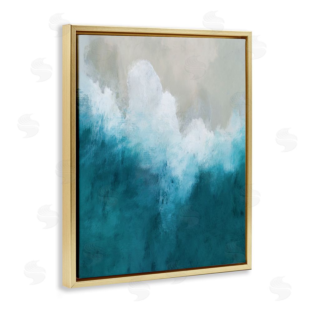 Denise Brown Aerial Tide Abstraction Gold Floating Frame Canvas Wall Art Print