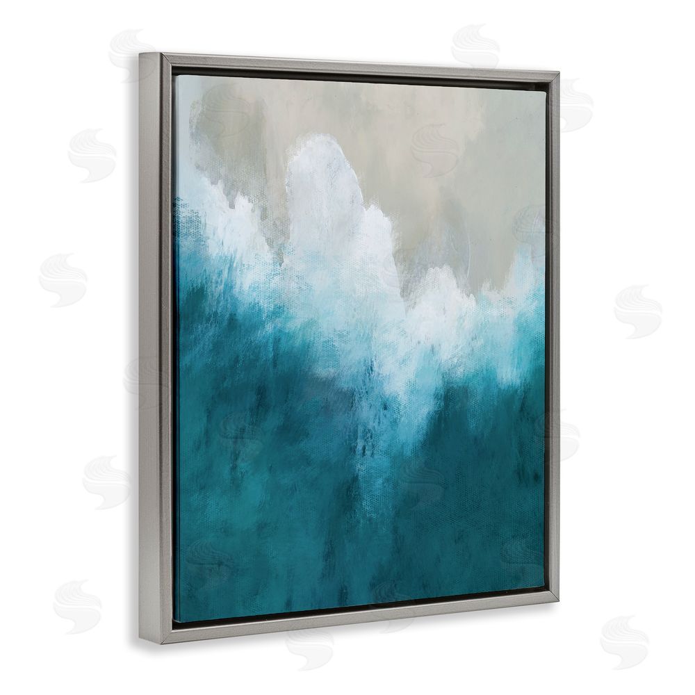 Denise Brown Aerial Tide Abstraction Gray Floating Frame Canvas Wall Art Print
