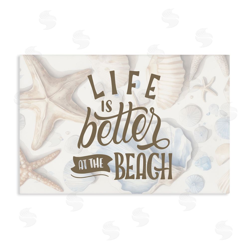 Kim Allen Better At Beach Seashells Stretched Canvas Wall Art Print