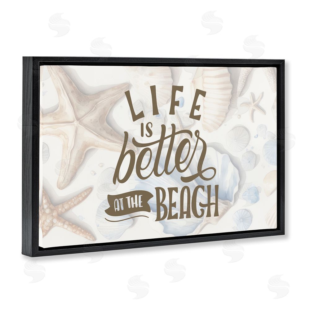 Kim Allen Better At Beach Seashells Black Floating Frame Canvas Wall Art Print