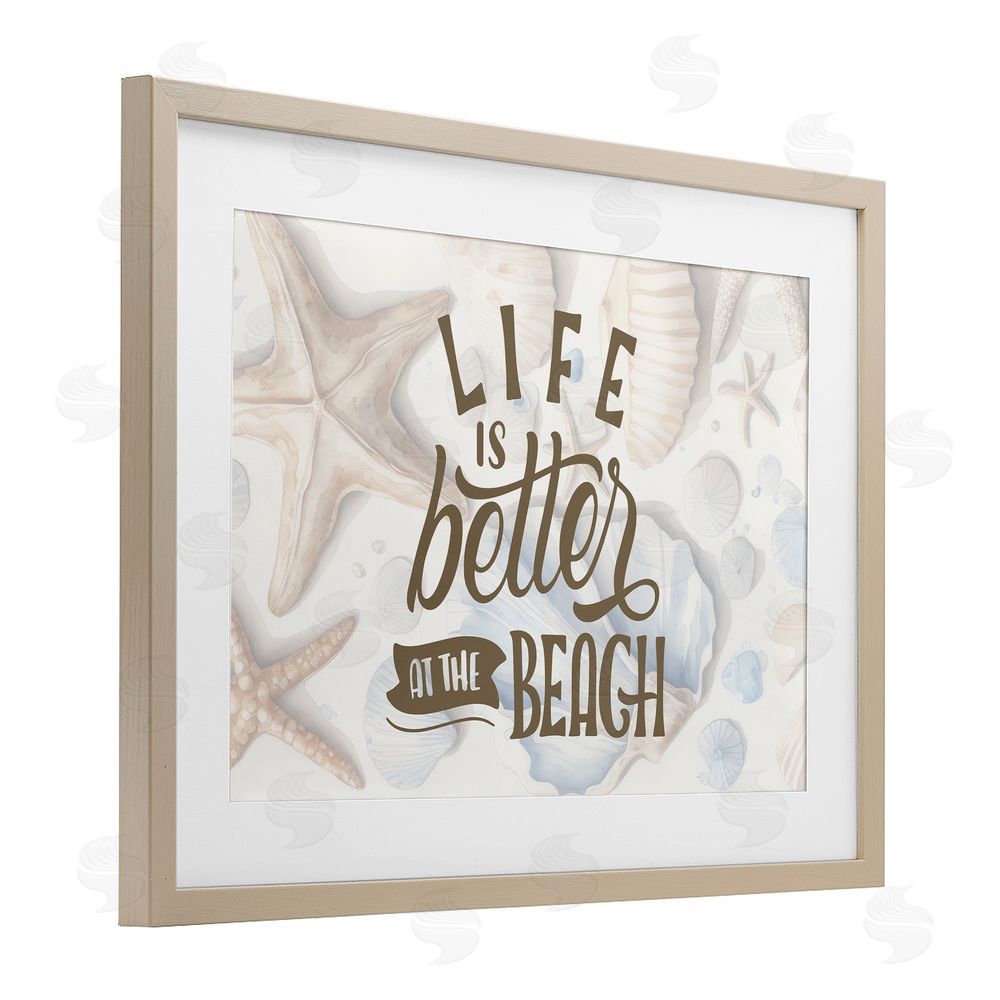 Kim Allen Better At Beach Seashells Brown Framed Print Under Glass Wall Art