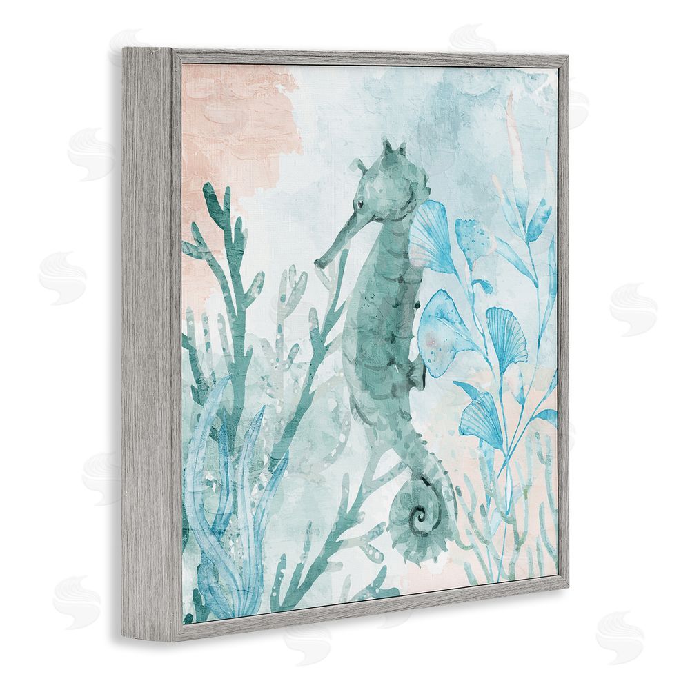 Kim Allen Seahorse Sea Swim Gray Framed Giclee Wall Art Print