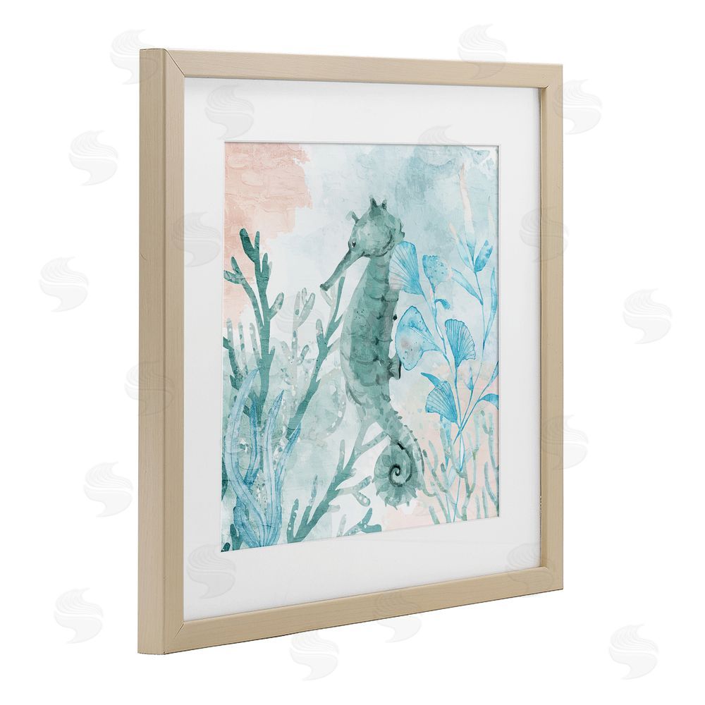Kim Allen Seahorse Sea Swim Brown Framed Print Under Glass Wall Art